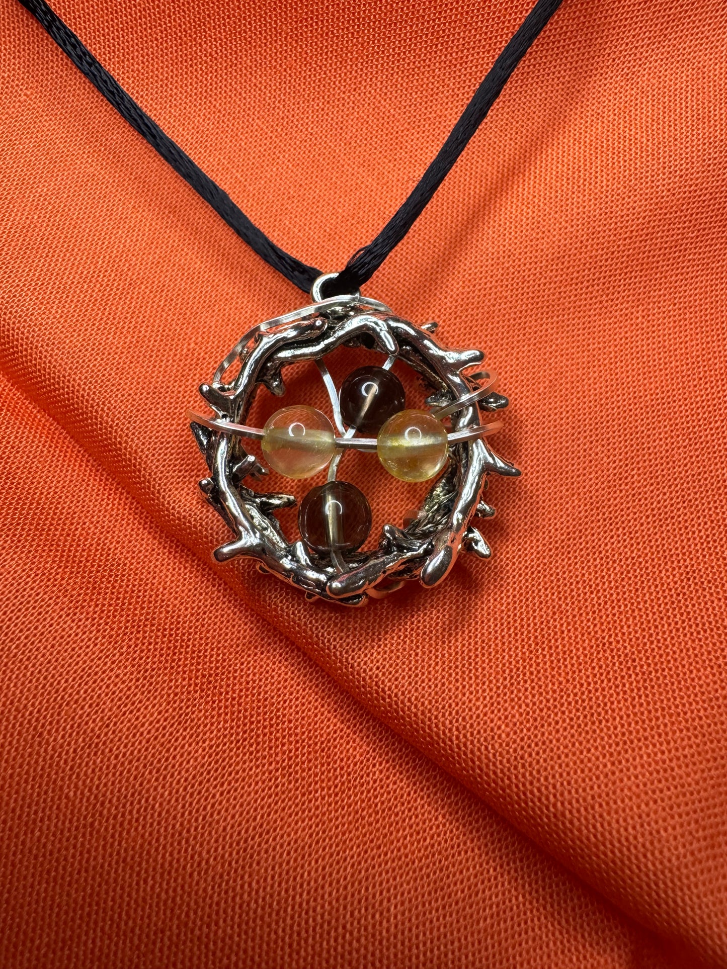 Custom Crown of Thorns pendant with Smoky Quartz and Citrine