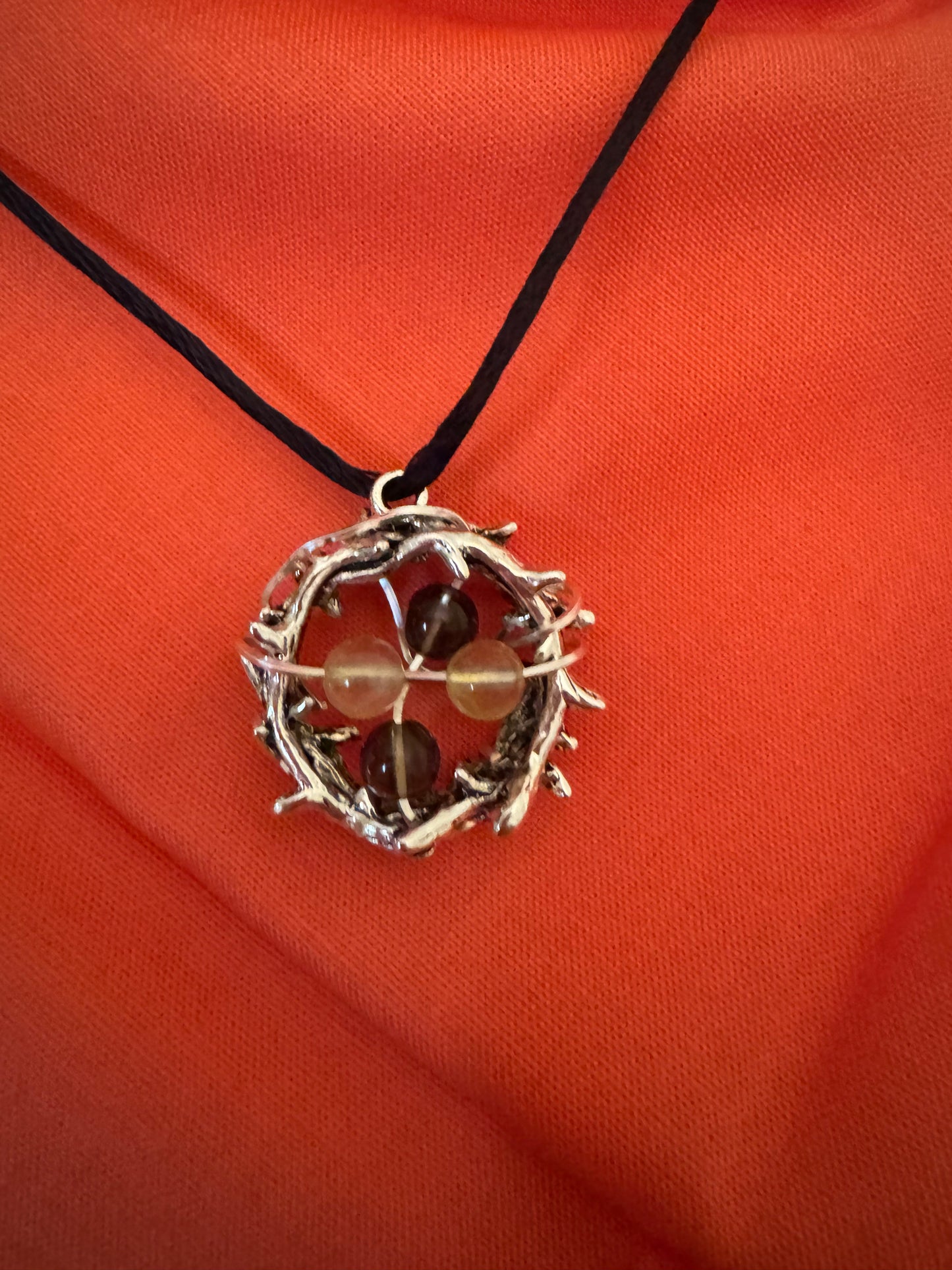 Custom Crown of Thorns pendant with Smoky Quartz and Citrine