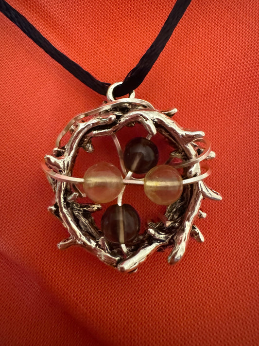 Custom Crown of Thorns pendant with Smoky Quartz and Citrine
